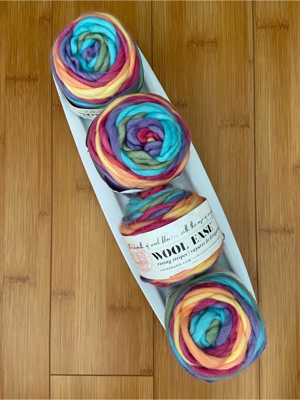 Lion Brand Wool Ease Roving Stripes Lot 4 Skeins in Taffy NEW